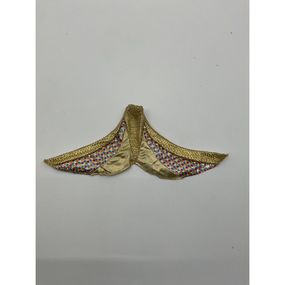 Vintage Barbie Jewel Hair Mermaid Gold Tail Fin Accessory With Glitter Accents